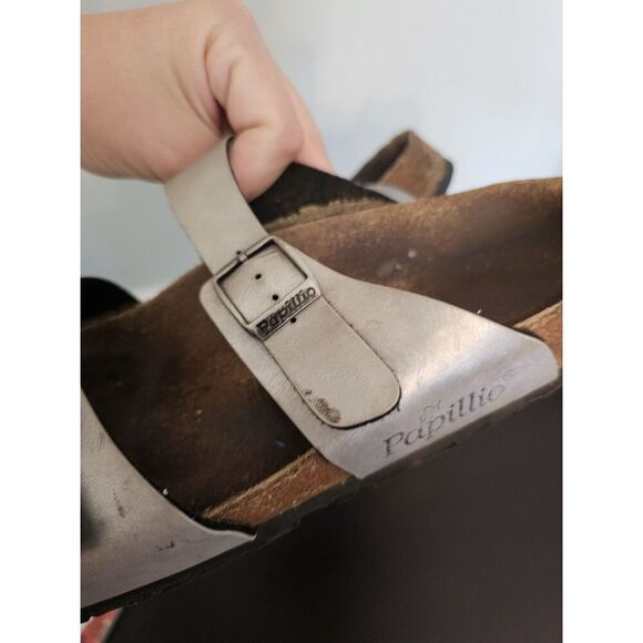 Birkenstock Papillio Arizona Platform Slide Sandals Metallic Silver Size 7 - Picture 6 of 7